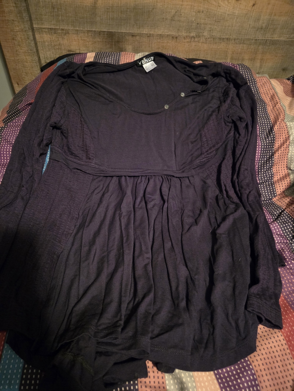VENUS Black Long Sleeve Empire Waist Top